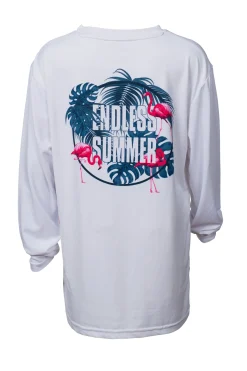 BOYS FLAMINGO LONG SLEEVE SUNSHIRT - WHITE