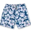 BOYS SWIM SHORTS W/ HIBISCUS PRINT - DENIM