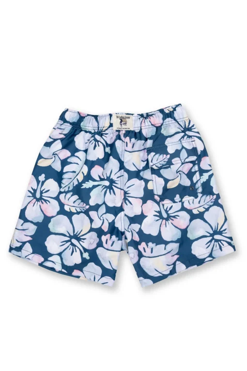 BOYS SWIM SHORTS W/ HIBISCUS PRINT - DENIM
