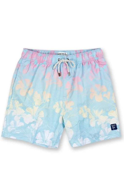 BOYS SWIM SHORTS W/ MULTI COLOR FLORAL - TEAL