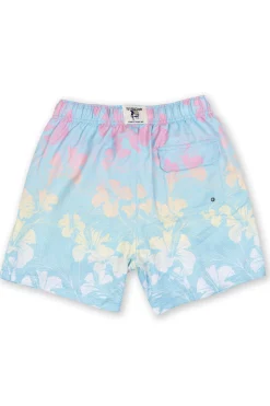 BOYS SWIM SHORTS W/ MULTI COLOR FLORAL - TEAL