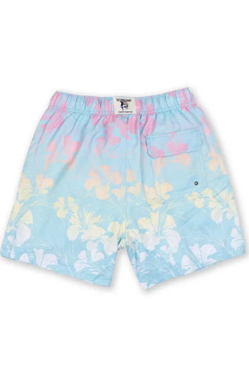 BOYS SWIM SHORTS W/ MULTI COLOR FLORAL - TEAL
