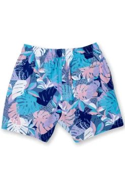 BOYS SWIM SHORTS W/ PALM LEAF PRINT - LIGHT PURPLE