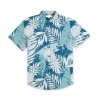 MENS SEERSUCKER BUTTON DOWN W/ PALM PINEAPPLE PRINT - TEAL