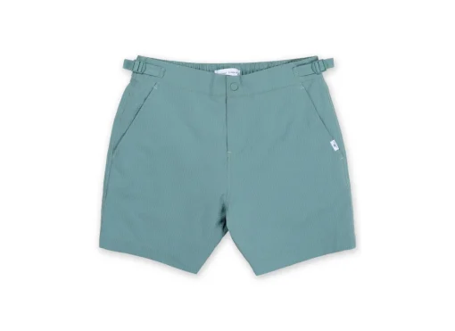 MENS SEERSUCKER POOLSIDE SWIM SHORTS - GREEN