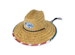 MENS STRAW HAT W/ FLAG PRINT