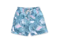 MENS SWIM SHORTS W/ CAMO JUNGLE PRINT - GREEN