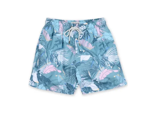 MENS SWIM SHORTS W/ CAMO JUNGLE PRINT - GREEN