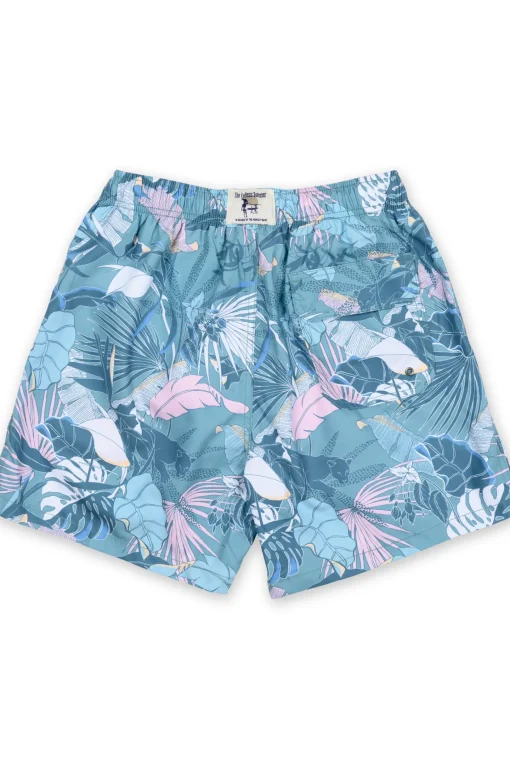 MENS SWIM SHORTS W/ CAMO JUNGLE PRINT - GREEN