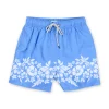 MENS SWIM SHORTS W/ HIBISCUS PRINT - BLUE