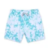 MENS SWIM SHORTS W/ LARGE FLORAL PRINT - TEAL