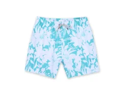 MENS SWIM SHORTS W/ LARGE FLORAL PRINT - TEAL