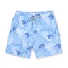 MENS SWIM SHORTS W/ LEAF & TURTLE PRINT - PURPLE
