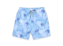 MENS SWIM SHORTS W/ LEAF & TURTLE PRINT - PURPLE