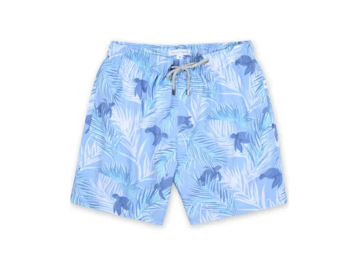 MENS SWIM SHORTS W/ LEAF & TURTLE PRINT - PURPLE