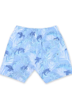 MENS SWIM SHORTS W/ LEAF & TURTLE PRINT - PURPLE