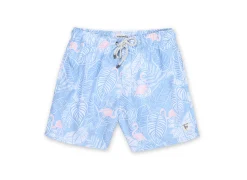 MENS SWIM SHORTS W/ TROPICAL FLAMINGO PRINT - LILAC