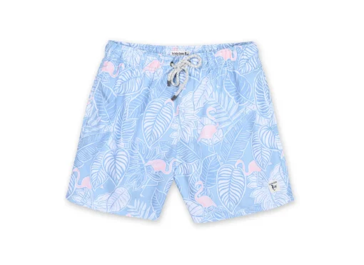 MENS SWIM SHORTS W/ TROPICAL FLAMINGO PRINT - LILAC