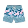 MENS SWIM SHORTS W/ TROPICAL PRINT - SAGE