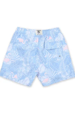 MENS SWIM SHORTS W/ TROPICAL FLAMINGO PRINT - LILAC