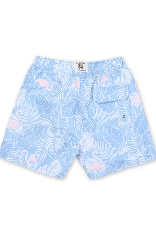 MENS SWIM SHORTS W/ TROPICAL FLAMINGO PRINT - LILAC
