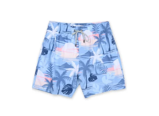 MENS SWIM SHORTS W/ VICE SCENIC PRINT - PURPLE