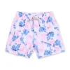 MENS SWIM SHORTS W/ WATERCOLOR FLOWER PRINT - PINK