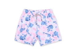 MENS SWIM SHORTS W/ WATERCOLOR FLOWER PRINT - PINK